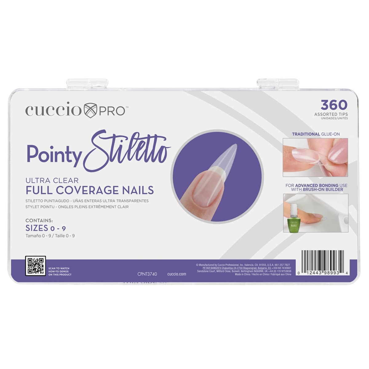 Pointy Stiletto Ultra Clear Full Cover Tips 360ct