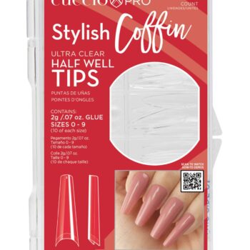 Stylish Coffin Half Well Tips 100ct including 2g Nail Glue