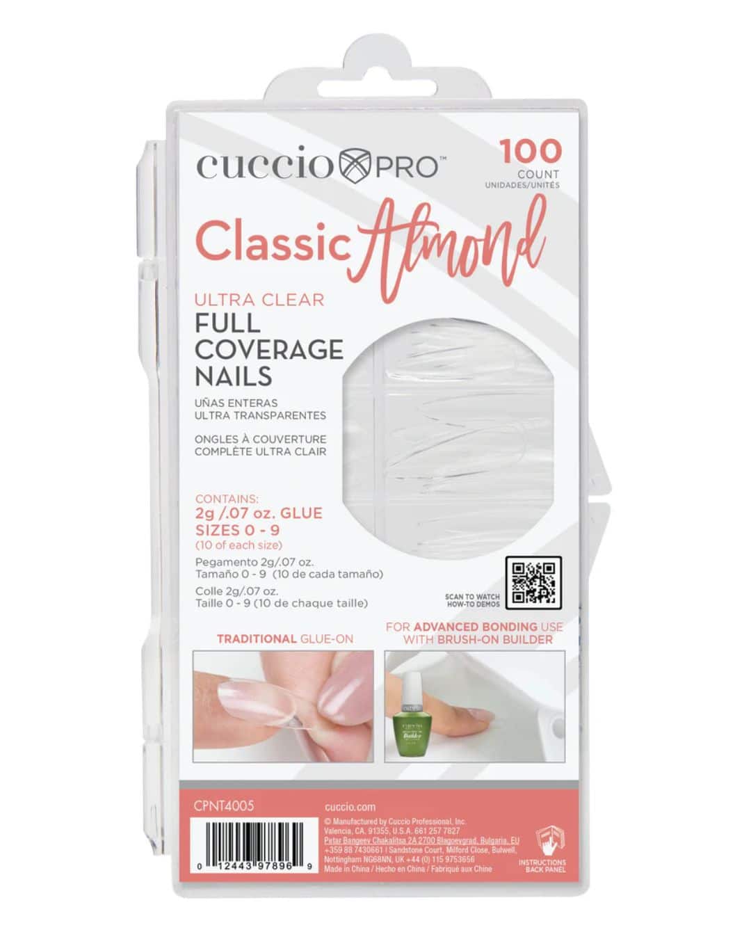 Cuccio Pro Classic Almond Ultra Clear Full Cover Tips 100pk