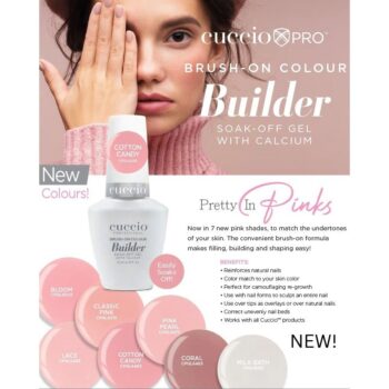 Brush on Colour Builder Gel 13ml - 16 piece Pretty In Pinks collection with display & header