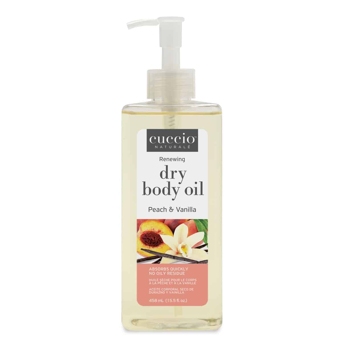 Cuccio Naturalé Professional Dry Body Oil 458ml – Peach & Vanilla with Pump