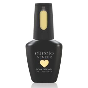 Cuccio Colour Veneer Sunlit Smirk Sun Yellow gel nail polish bottle from the Spellbound Collection