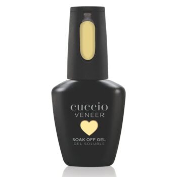 Cuccio Colour Veneer Sunlit Smirk Sun Yellow gel nail polish bottle from the Spellbound Collection