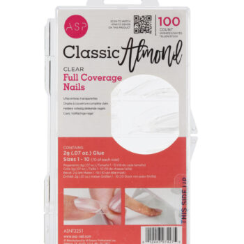 ASP Ultra Clear Full Coverage Nail Tips Classic Almond 100pk